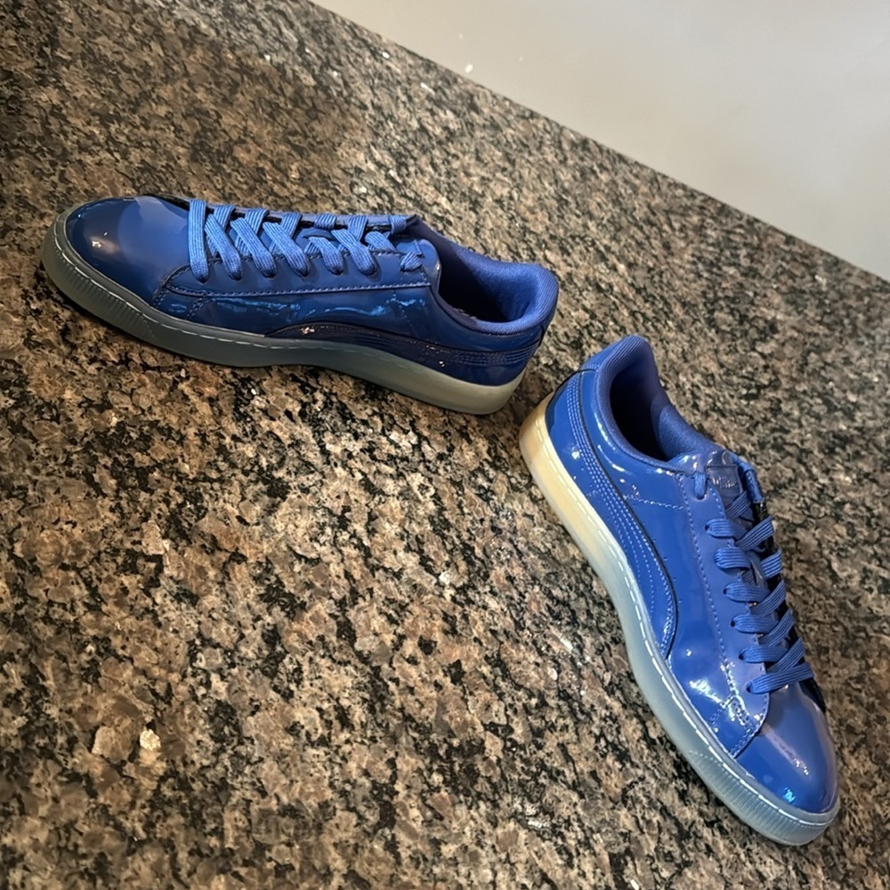 Puma Basket patent Ice Fade blue sneakers NIB 9.5 - Picture 7 of 10